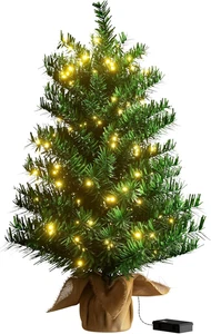 Pre-Lit Mini Christmas Tree, 2Ft Christmas Tree with 50 Led Warm Lights, Artific - Picture 1 of 12