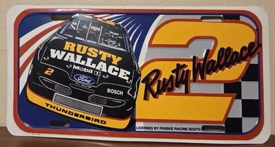 Nascar Driver Booster License Plate Metal Rusty Wallace #2 Penske Racing South - Image 1 of 2