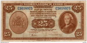 Banconota 25 fiorini Indie Olandesi #p 115, 1943 - Foto 1 di 2