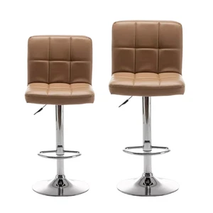 Bar Stools Gas Lift Swivel Stool Pub Club Cafe Breakfast Chair Faux Leather - Picture 1 of 8