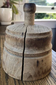 Vintage primitive rustikale Holz Butterform Presse Distel Bauernhaus Dekor *LESEN* - Bild 1 von 7