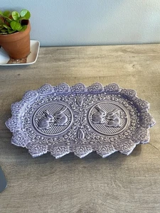 Bordallo Pinheiro Rabbit Sandwich Tray Lavender 13” - Picture 1 of 9