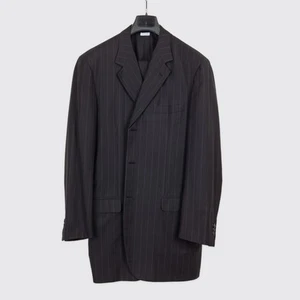 Brioni Suit Size 44 Tall Men Black Pinstripe Wool Three Button - Picture 1 of 6