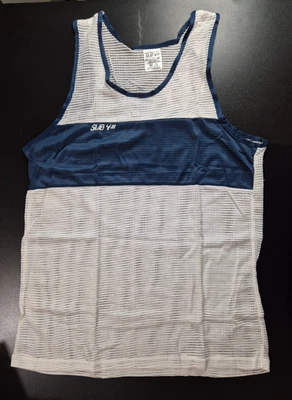Vintage SUB 4 size M running gym track and field vest white mesh with navy trim - Image 1 of 4