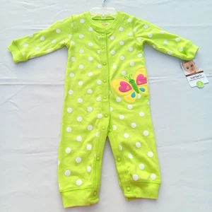 De Colección Y2K Carters Bebé Niña Mameluco Dormir Verde Lunares Mariposa 3 Meses NUEVO - Imagen 1 de 6