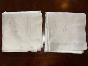 Vintage Leinen Damast Geschirrtücher 36" Quadratisch 2er Set - Monogramm T - Hohlsaum - Bild 1 von 5