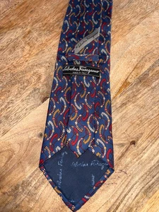 Salvatore Ferragamo Tie Mens 100% SILK Made in Italy AOP  Print Necktie - Picture 1 of 6