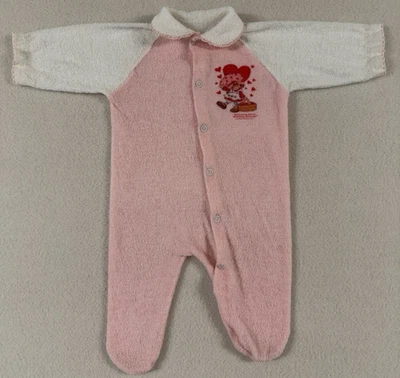 Vtg Strawberry Shortcake Romper Newborn Footed One Piece Baby Pink 1980 - Image 1 of 4