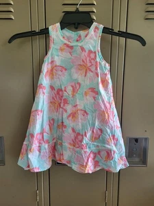 Maggie And Zoe Aqua und Rosa Blumen A-Linie Kleinkind Kleid Größe 4T - Bild 1 von 10