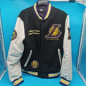 Official NBA Los Angeles Lakers Varsity Jacket Size M | Bomber Style Black & Whi - Picture 1 of 18