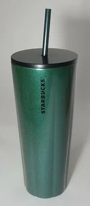Starbucks Christmas 2021 Stainless Steel Metallic Sparkle Green Tumbler 24 Oz - Bild 1 von 5