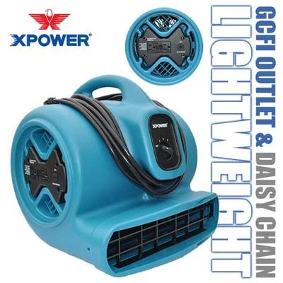 XPOWER X-600A The Best 1/3HP Industrial Air Mover Fan w/ GFCI Power Outlets - Image 1 of 4