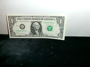 K 08457878* Series 2017 Uncirculated Star Note $1 One Dollar Bill - Picture 1 of 3