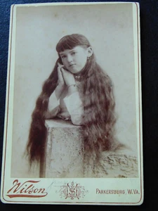 Pretty Girl Woman Very Long Hair 1892 W Virginia Cabinet Card Antique Photo - Picture 1 of 6