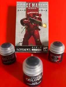 GW Citalel Base Black Paint (12mm) Abaddon Black + Bundle of 2 + Space Marine - Picture 1 of 2