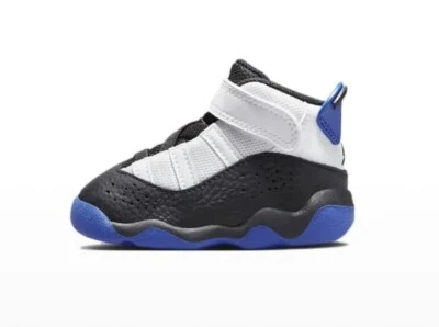 Nike Jordan Niño Pequeño 6 Anillos Blanco/Negro/Azul Bebé Tenis Zapato 323420-142 Foto 1 de 4