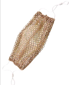 BRAND NEW Handmade QUALITY Rhinestone Crystal Mesh Fabric Face Mask Ltg. Brown - Picture 1 of 2