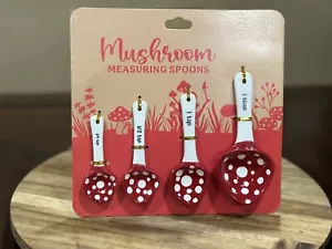 Set of (4) Ceramic Hand Painted Mushroom Measuring Spoons-10 Strawberry Street - Picture 1 of 4