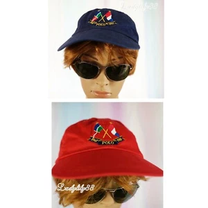 Nuevo con etiquetas Polo Ralph Lauren Banderas Cruzadas Aniversario Billete Largo Sombrero Gorra en Rojo y Marino - Imagen 1 de 39