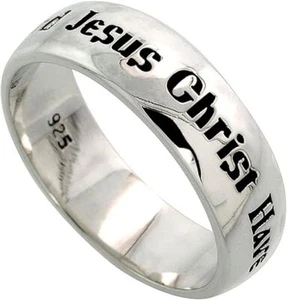 Anillo de plata esterlina 925 Señor Jesucristo ten piedad de mí acabado pulido 6,5 mm - Imagen 1 de 8