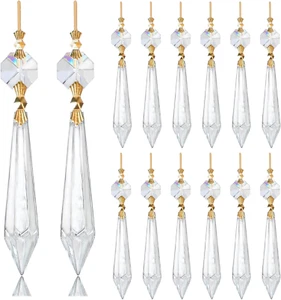 H&D 15Pcs Large Clear Crystal Chandelier 60Mm Icicle U-Drop Prisms Lamp Parts Br - Picture 1 of 12