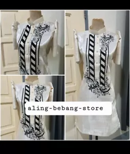 Filipiniana Dress Lady Barong Black Embroidery Mestiza Sleeve (Random Burda) - Picture 1 of 2