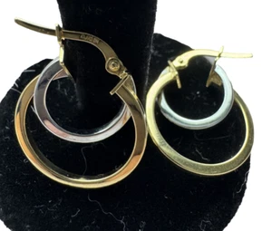 Echte 18 Karat Gold zweifarbige Creolen - Bild 1 von 10