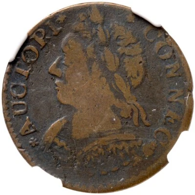 Moneda de cobre colonial Connecticut 1788 M 7-E R-5- NGC detalles finos Foto 1 de 3