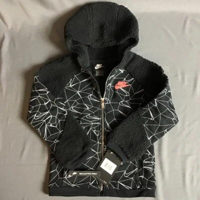 Nike Little Boys’ Sherpa Fleece Full-Zip Hoodie Jacket - Black - Sizes 4-7 - Image 1 of 4