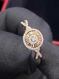 Pave 0,32 Cts Runde Brilliant Cut Natürlich Diamanten Verlobung Ring In 14K Gold - Bild 1 von 12