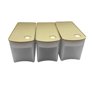 Tres (3) contenedores inteligentes Tupperware Shelf 5195a 6 tazas beige tapa cizalla fondo - Imagen 1 de 12