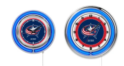 NHL - Columbus Blue Jackets Double Neon Ring, Logo Clock Hockey Team Logo Foto 1 de 4