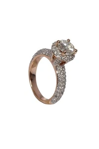 Precioso anillo de compromiso Forever One 1,72 redondo incoloro de oro rosa moissanita - Imagen 1 de 1