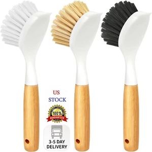 Holikme 3 Pack Dish Brush Set with Bamboo Handle, Kitchen Brushes for Cleaning P - Picture 1 of 7