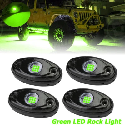 Luces LED verdes de roca 4 cápsulas luz debajo de la carrocería para camión todoterreno Jeep UTV ATV barco Foto 1 de 4
