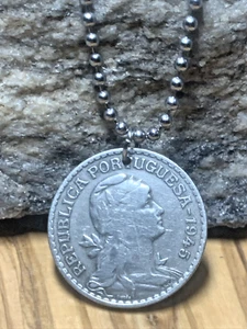 Portugal 1 Escudo Münzanhänger 1945. 24 Zoll Kette im Militärstil. Tolles Geschenk 🎁 A1 - Bild 1 von 6