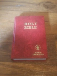 Holy Bible Placed By the Gideons Authorized KJV Hardcover Mottled Red Clean - Picture 1 of 8