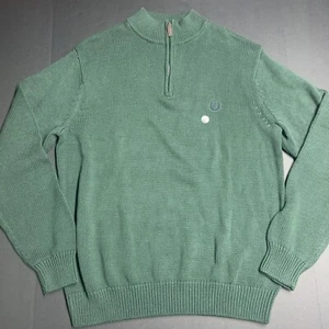 Chaps Mens Sweater Size L Green Knit 1/4 Zip Mock Neck Long Sleeve NWT - Picture 1 of 8