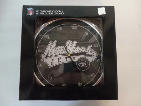 NEW YORK JETS LOGO NFL CHROME WALL CLOCK FOOTBALL SPORTS NEW THE MEMORY COMPANY Cover