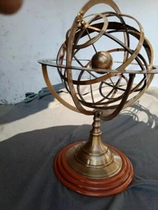 Antique Brass 20" In Armillary Sphere Engraved Nautical Astrolabe Tabletop Glob. - Picture 1 of 4