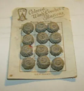 12 bottoni vintage fatti a mano all'uncinetto colore grigio forniture artigianali GERMANIA - Foto 1 di 7