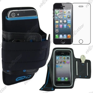 Housse Coque Etui Brassard Sport Armband Noir pour iPhone SE 5S 5 + Verre - Photo 1 sur 1