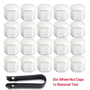 20x 21mm Radschrauben Radmuttern Kappen für SW21 Muttern Silber Kappen +Abzieher - Bild 1 von 10