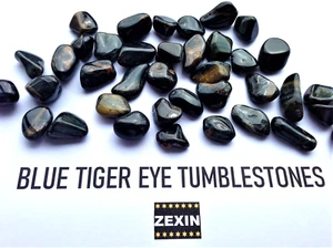 BLAUES TIGERAUGE TUMBLESTONES - Stärke Courage Willenskraft - 5er-Pack Steine - Bild 1 von 1