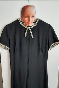 VESTITO VINTAGE NEW YORK ANNI 50 60 ABITO DA COCKTAIL SARTORIALE NERO - Foto 1 di 9
