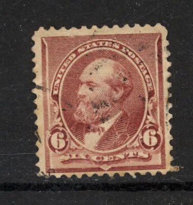 SCOTT 224 1890 6 CENT GARFIELD REGULAR ISSUE USED F-VF CAT $18! - Image 1 of 2