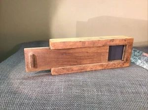 Antique razor hone 8 inch natural fine sharpening stone in wood coffin box RARE - Picture 1 of 6