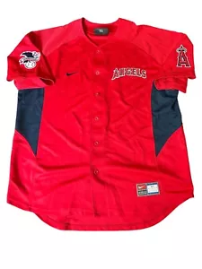 Camiseta deportiva de béisbol Nike Anaheim Angels MLB roja/azul marino con botones talla grande - Imagen 1 de 13