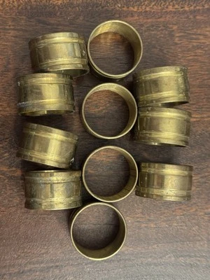 Set Of 6 Vtg Classic Brass Tone Round Napkin Holders MCM Thanksgiving Table Fall - Image 1 of 4