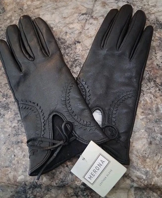 Nuevos guantes de cuero negros MERONA para mujer talla pequeña Foto 1 de 2